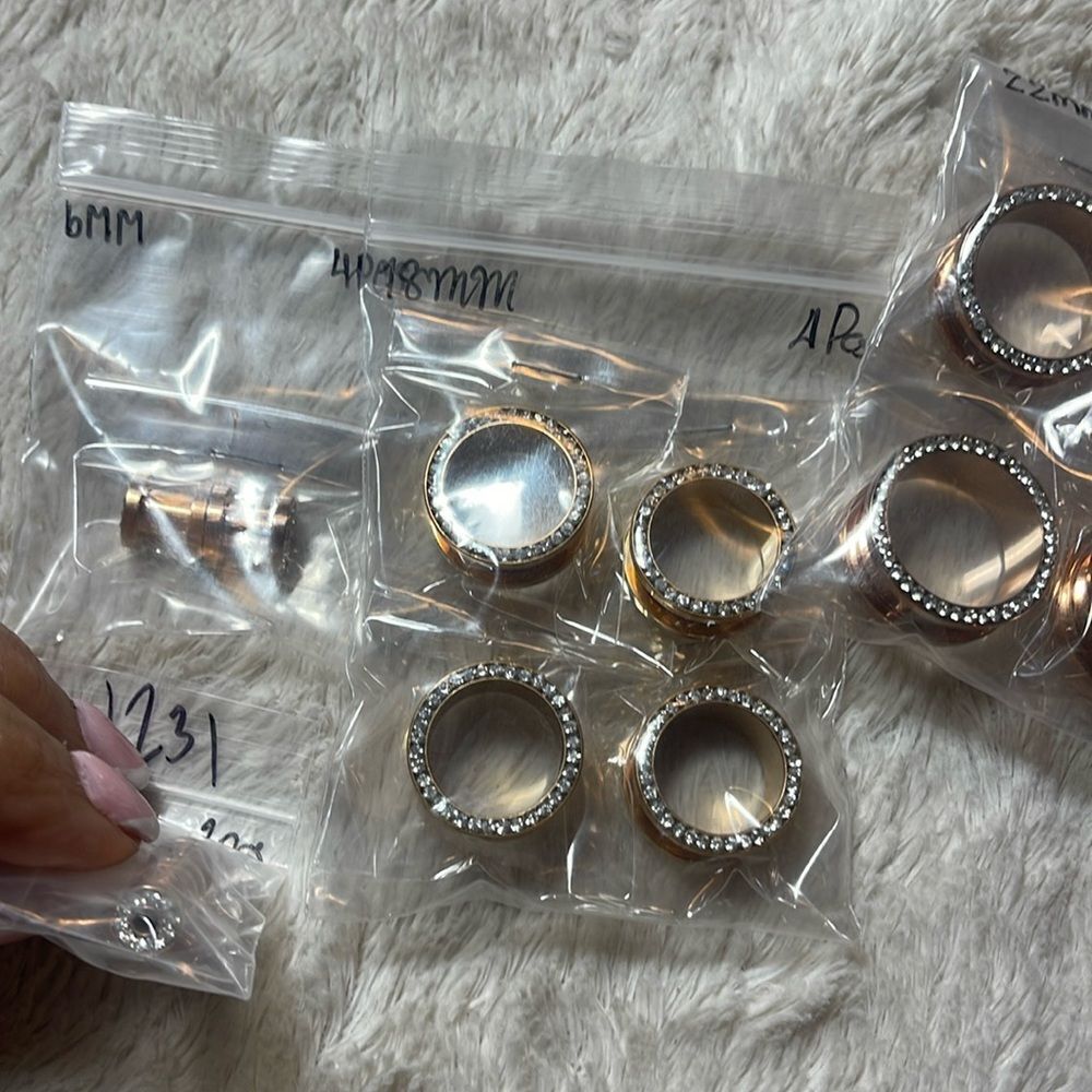Rosegold rhinestone studded plugs multiple sizes available